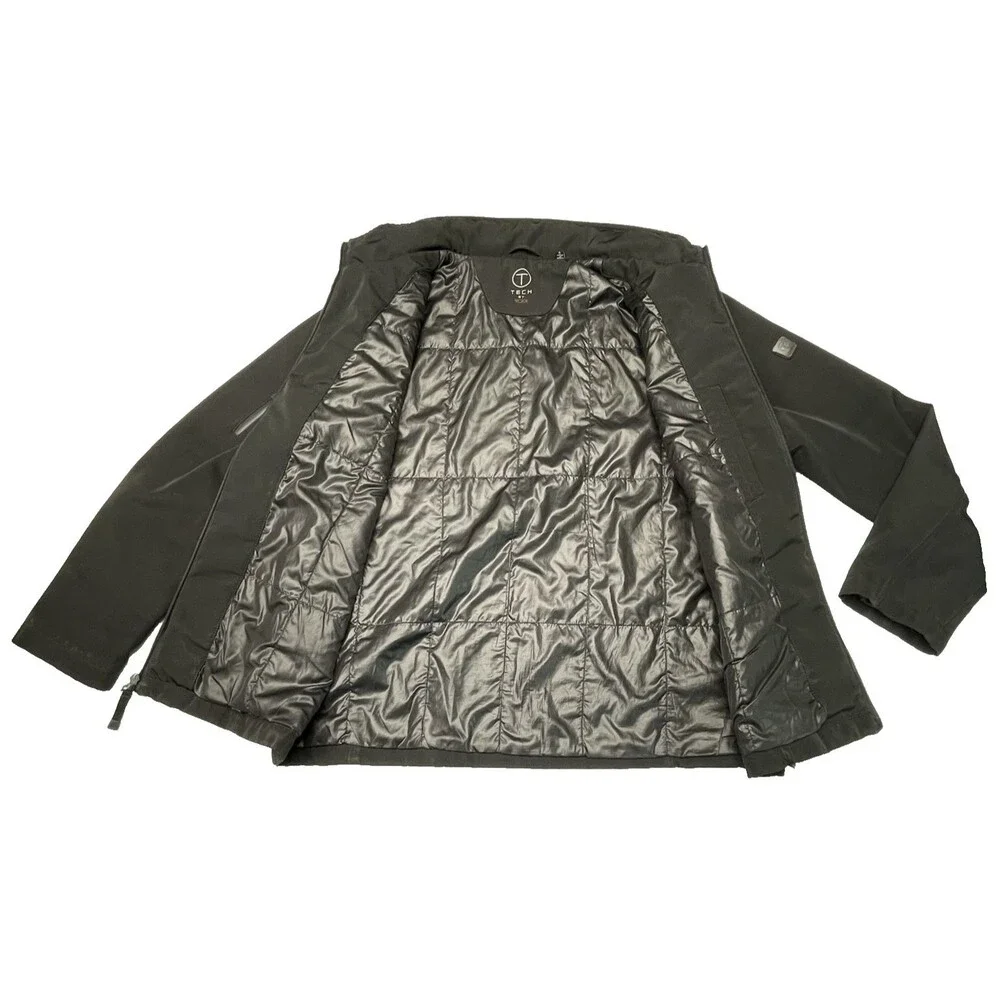 Tumi  T-Tech Black Jacket Hidden Hood Full Zip Pockets Men's Size Large